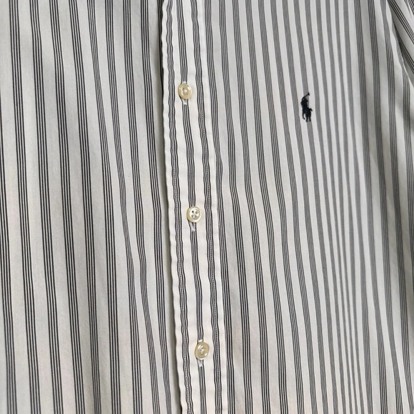 Ralph Lauren Men’s 16 1/2 34/35 Yarmouth Button Down White & Black Striped Shirt - Picture 2 of 7